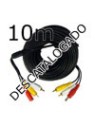 Cable alargo RCAx2 + alimentación negro (10m)