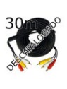 Cable alargo RCAx2 + alimentación negro (30m)