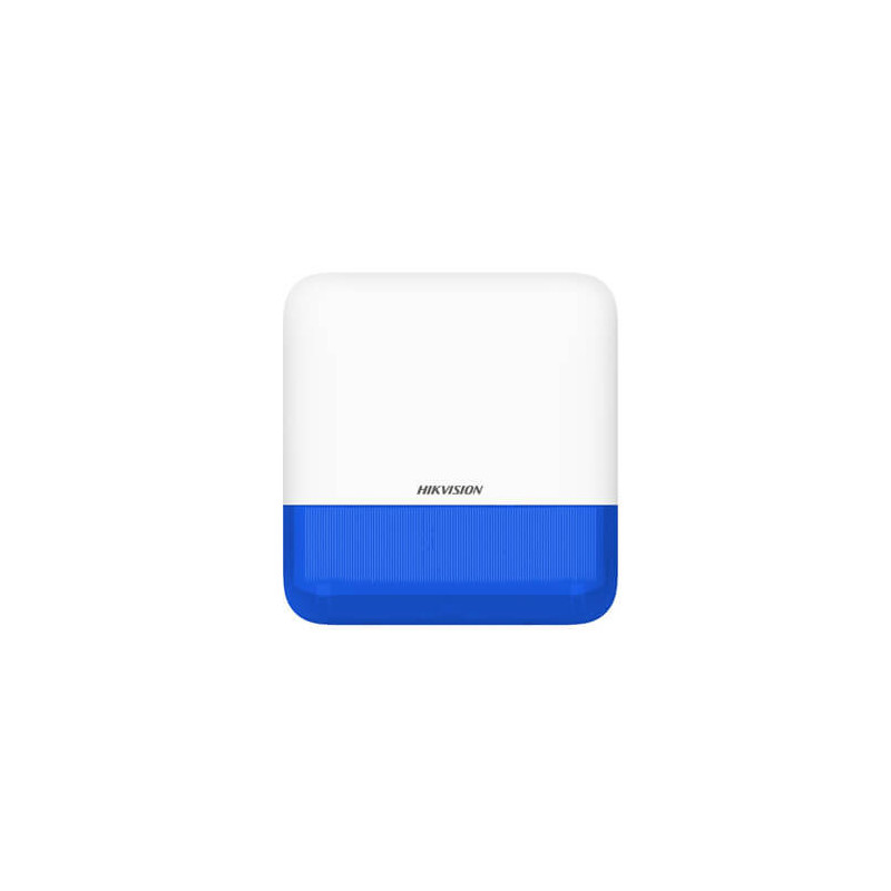 Sirena Hikvision AXPRO DS-PS1-E-WE para exterior (110db) con luz azul