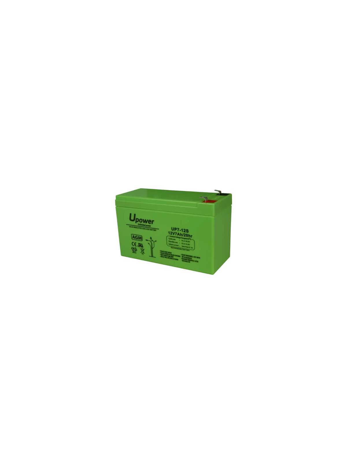 Batería recargable de plomo ácido AGM 12V  7A Upower BATT1270-U