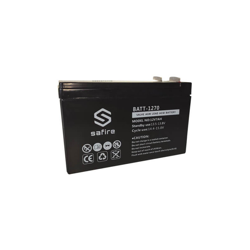 Batería recargable de plomo ácido AGM 12V  7A Safire BATT1270