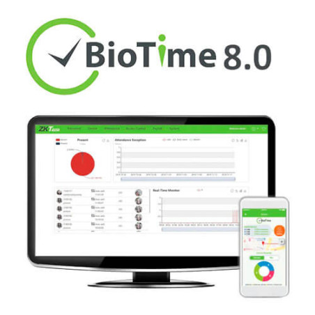 Licencia software control de presencia ZKTeco     ZK-BIOTIME8-2 2 dispositivos