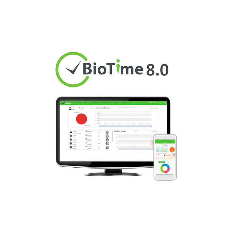 Licencia software control de presencia ZKTeco    ZK-BIOTIMEAPP-60 60 usuarios