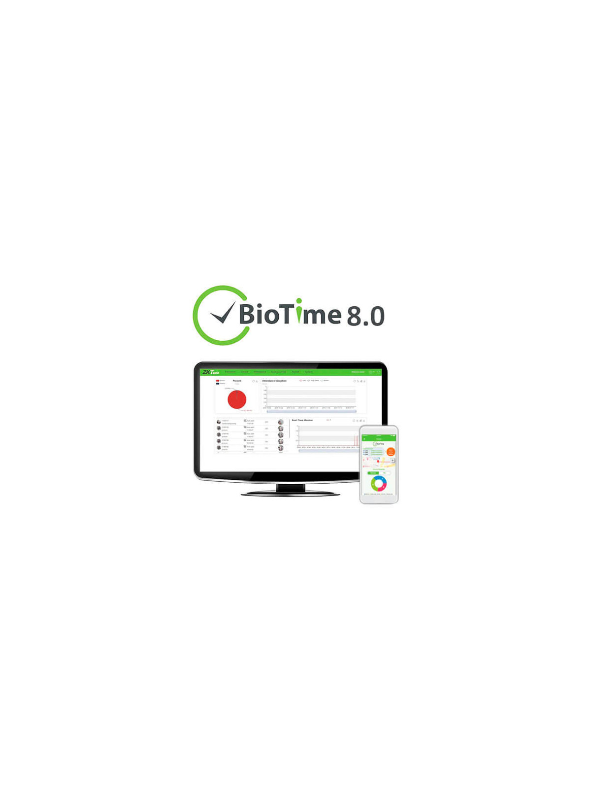 Licencia software control de presencia ZKTeco    ZK-BIOTIMEAPP-60 60 usuarios