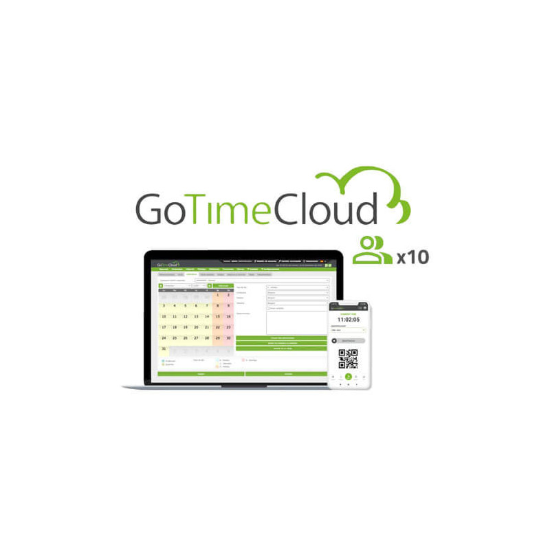 Licencia software control de presencia ZKTeco       ZK-GOTIMECLOUD-10 10 usuarios