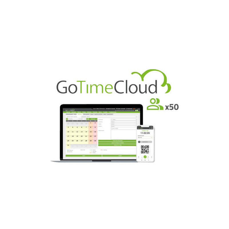 Licencia software control de presencia ZKTeco       ZK-GOTIMECLOUD-50 50 usuarios