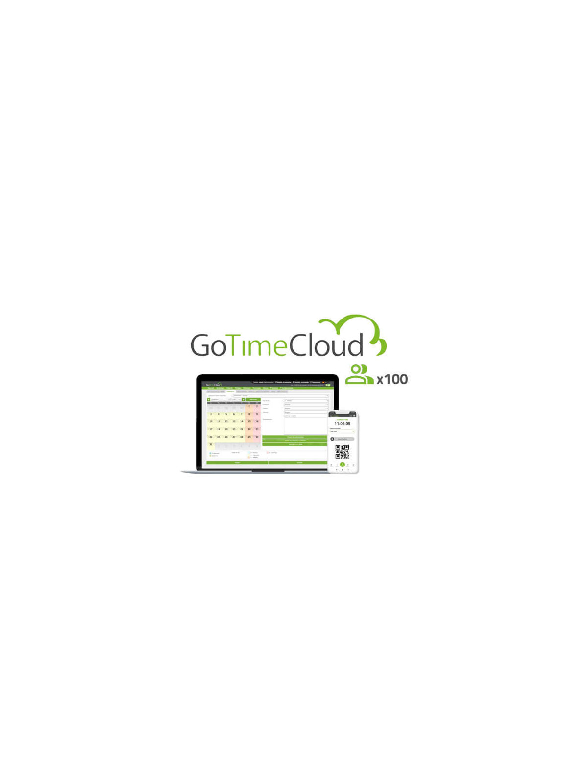 Licencia software control de presencia ZKTeco      ZK-GOTIMECLOUD-100 100 usuarios