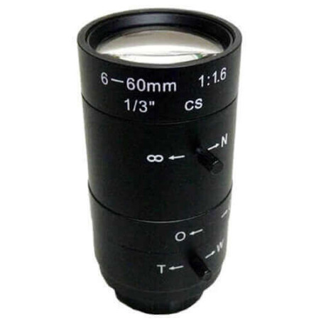 Óptica varifocal manual iris para cámara 6 - 60mm SSV06060
