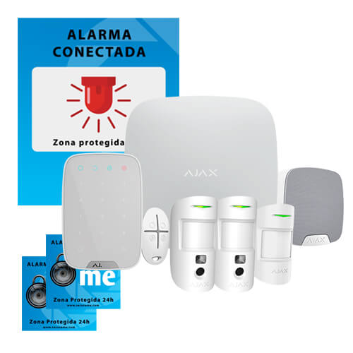 Kit de Alarma Ajax AJ-HUBKIT-W IP y GSM/GPRS con Cámara IP Wifi Domo